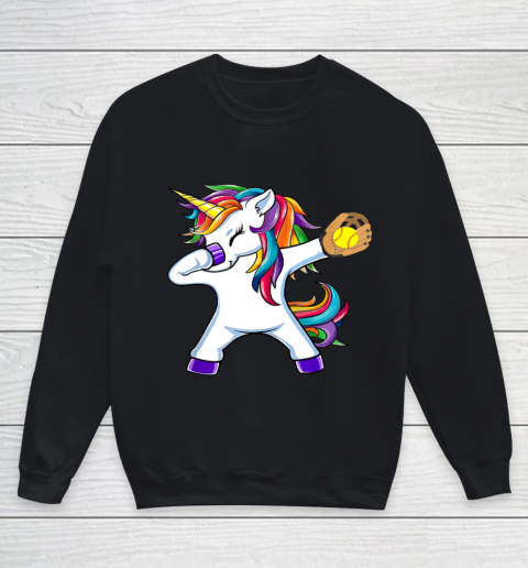 Dabbing Unicorn Softball T Shirt Funny Dab Gift Youth Sweatshirt