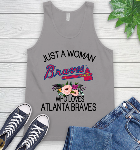 MLB Just A Woman Who Loves Atlanta Braves Baseball Sports Tank Top 2