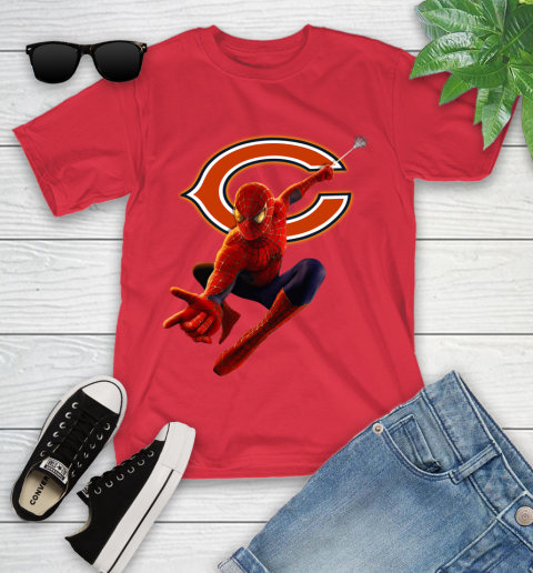 NFL Spider Man Avengers Endgame Football Chicago Bears Youth T-Shirt 10