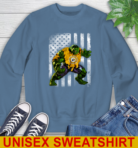 Indiana Pacers Hulk Marvel Avengers NBA Basketball American Flag Sweatshirt 10