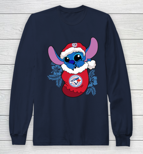 Toronto Blue Jays Christmas Stitch In The Sock Funny Disney MLB Long Sleeve T-Shirt 4