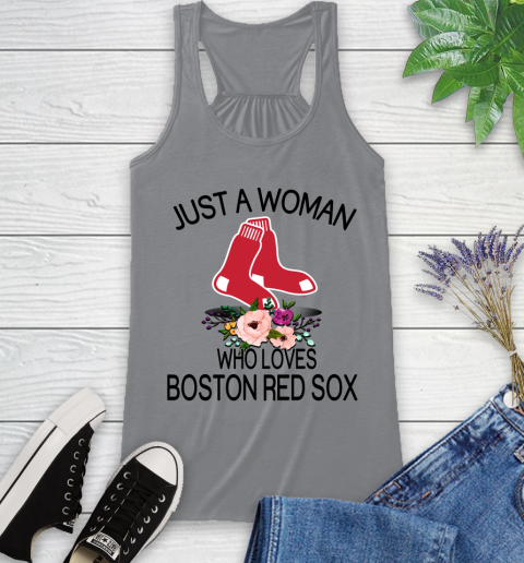 MLB Just A Woman Who Loves Boston Red Sox Baseball Sports Racerback Tank 3