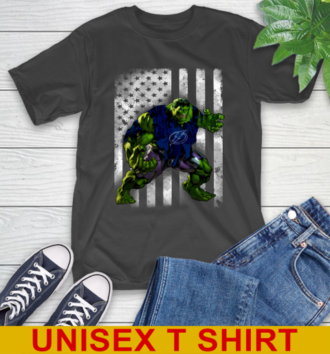 Tampa Bay Lightning Hulk Marvel Avengers NHL Hockey American Flag T-Shirt
