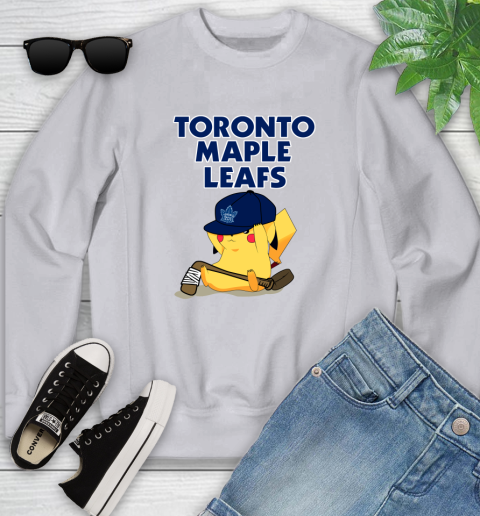 NHL Pikachu Hockey Sports Toronto Maple Leafs Youth Sweatshirt 4