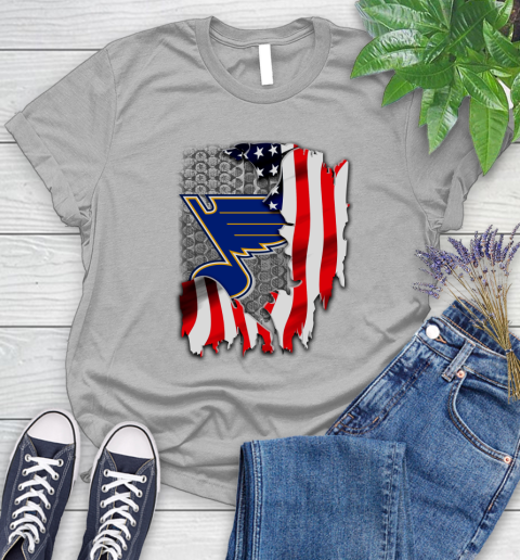 St.Louis Blues NHL Hockey American Flag Women's T-Shirt 5