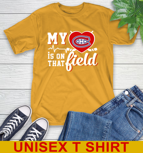 NHL My Heart Is On That Field Hockey Sports Montreal Canadiens T-Shirt 2