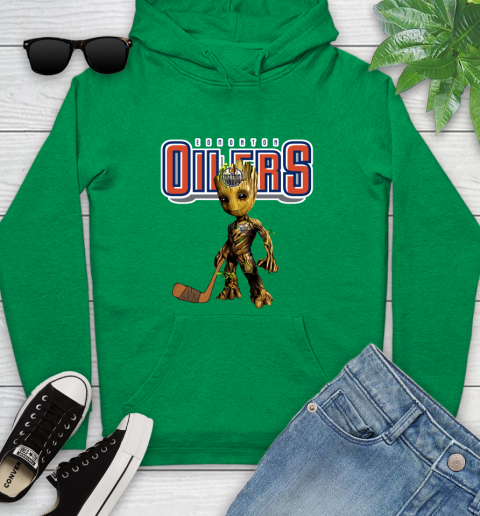 Edmonton Oilers NHL Hockey Groot Marvel Guardians Of The Galaxy Youth Hoodie 7