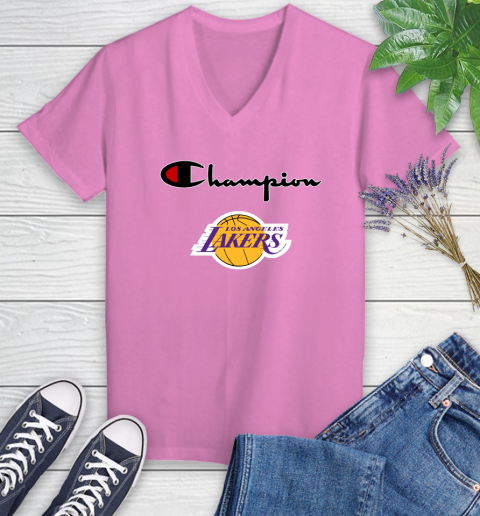 NBA Basketball Los Angeles Lakers Champion Shirt Women's V-Neck T-Shirt 10