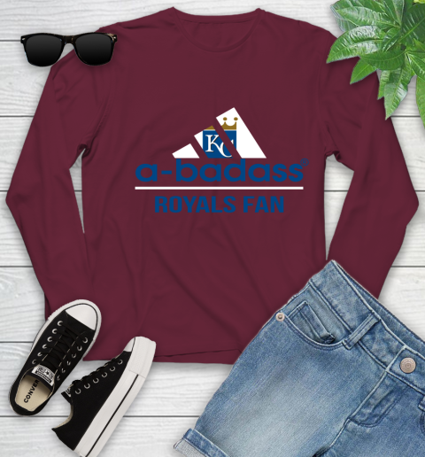 MLB A Badass Kansas City Royals Fan Adidas Baseball Sports Youth Long Sleeve 6