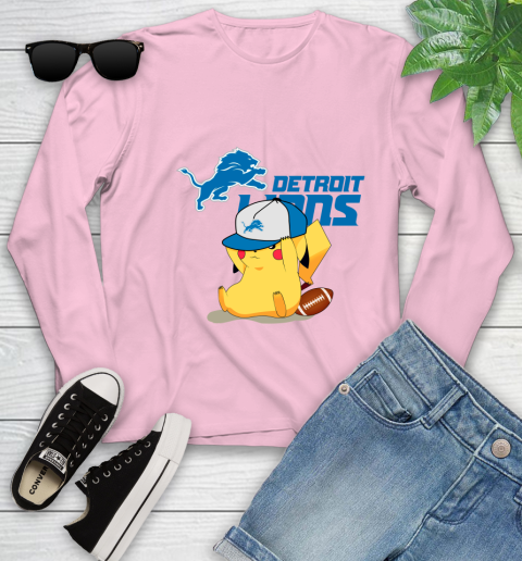 NFL Pikachu Football Sports Detroit Lions Youth Long Sleeve 10
