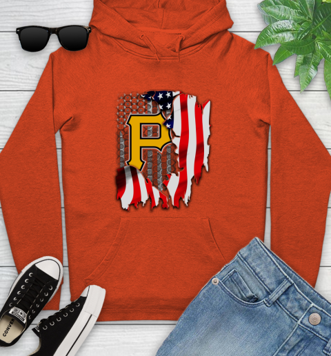 Pittsburgh Pirates MLB Baseball American Flag Youth Hoodie 4