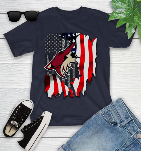 Arizona Coyotes NHL Hockey American Flag Youth T-Shirt - Image 3