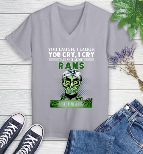 NFL Talk Shit About Los Angeles Rams I Kill You Achmed The Dead Terrorist Jeffrey Dunham Football Women's V-Neck T-Shirt 4