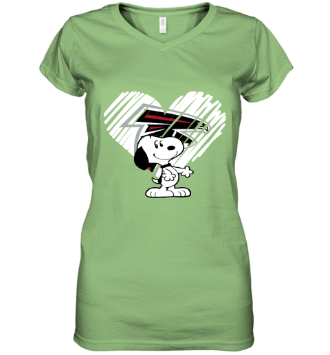 khot a happy christmas with atlanta falcons snoopy women v neck t shirt 39 front lime