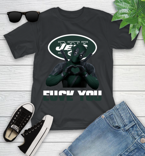 NHL New York Jets Deadpool Love You Fuck You Football Sports Youth T-Shirt