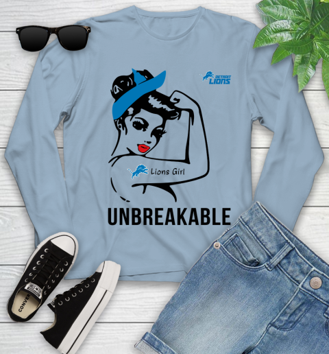 NFL Detroit Lions Girl Unbreakable Football Sports Youth Long Sleeve 6