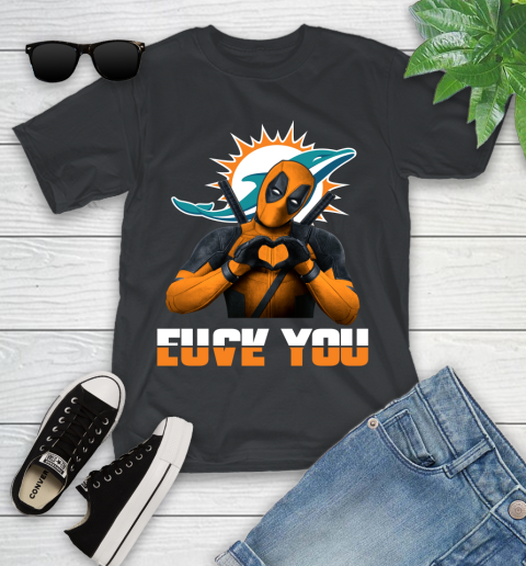 NHL Miami Dolphins Deadpool Love You Fuck You Football Sports Youth T-Shirt