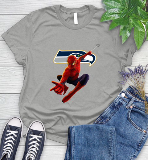 NFL Spider Man Avengers Endgame Football Seattle Seahawks Women's T-Shirt 10