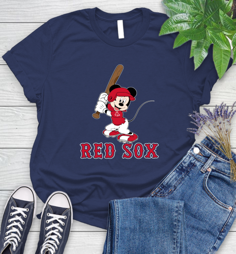 MLB Baseball Boston Red Sox Cheerful Mickey Mouse Shirt Women's T-Shirt 12