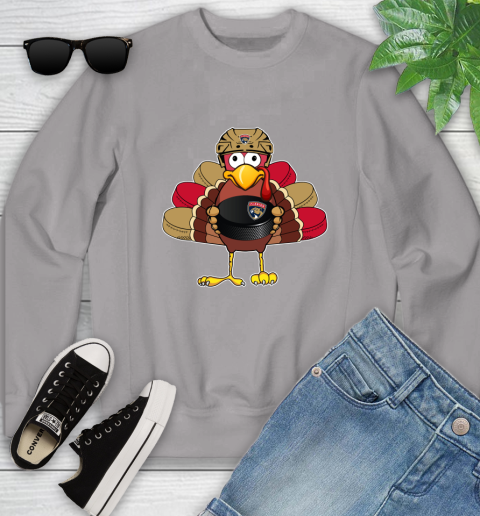 Florida Panthers Turkey Thanksgiving Day Youth Sweatshirt 4
