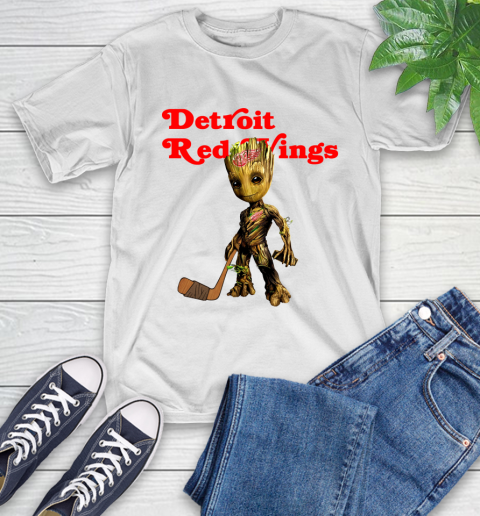 Detroit Red Wings NHL Hockey Groot Marvel Guardians Of The Galaxy T-Shirt