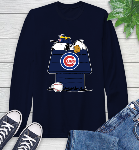 MLB Chicago Cubs Snoopy Woodstock The Peanuts Movie Baseball T Shirt Long Sleeve T-Shirt 4
