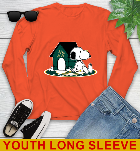 MLB Baseball Oakland Athletics Snoopy The Peanuts Movie Shirt Youth Long Sleeve 4