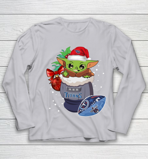 Tennessee Titans Christmas Baby Yoda Star Wars Funny Happy NFL Youth Long Sleeve 5