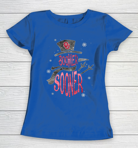 Oklahoma Sooners Christmas Snowman Women's T-Shirt 8