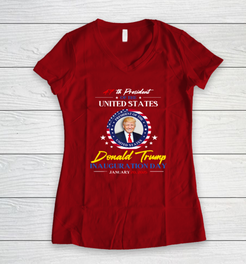 President Donald Trump Inauguration Day 2025 47th President Women's V-Neck T-Shirt 6