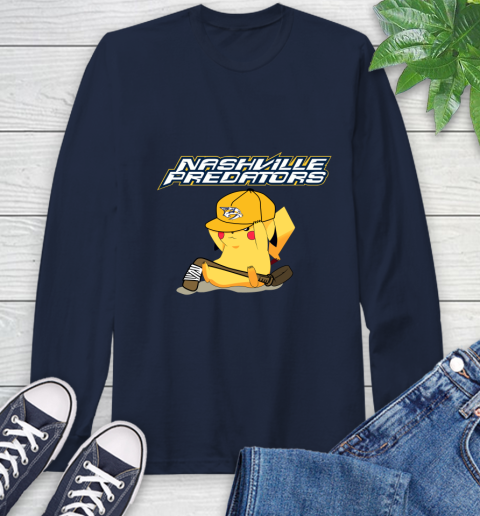 NHL Pikachu Hockey Sports Nashville Predators Long Sleeve T-Shirt 4