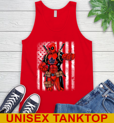 NHL Hockey Toronto Maple Leafs Deadpool American Flag Shirt Tank Top - Image 6