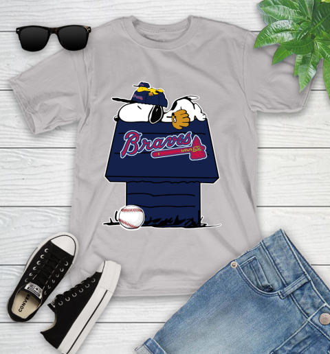 MLB Atlanta Braves Snoopy Woodstock The Peanuts Movie Baseball T Shirt Youth T-Shirt 24