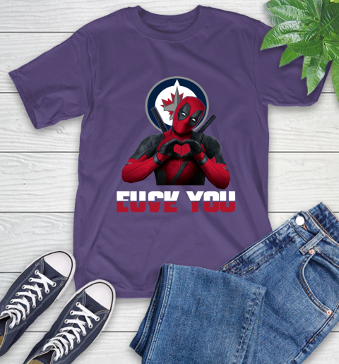 NHL Winnipeg Jets Deadpool Love You Fuck You Hockey Sports T-Shirt 5