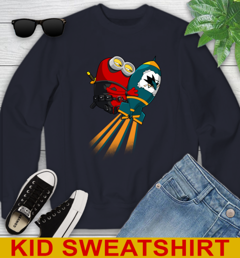 NHL Hockey San Jose Sharks Deadpool Minion Marvel Shirt Youth Sweatshirt 2