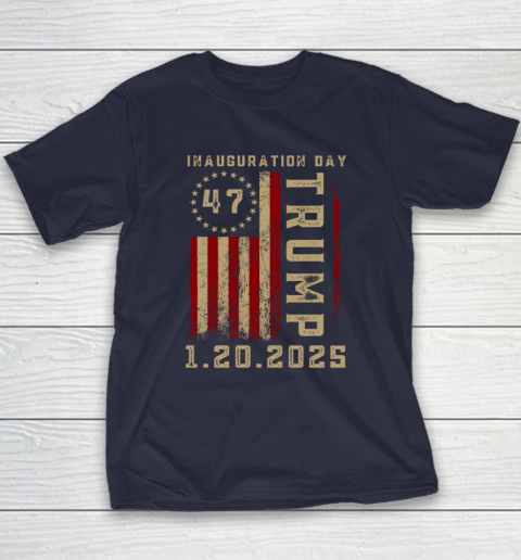 Donald Trump Inauguration Day 2025 47th President 47 US Flag Youth T-Shirt 2