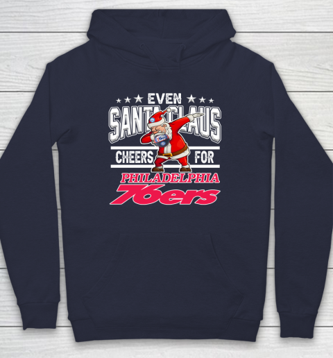 Philadelphia 76ers Even Santa Claus Cheers For Christmas NBA Hoodie 2