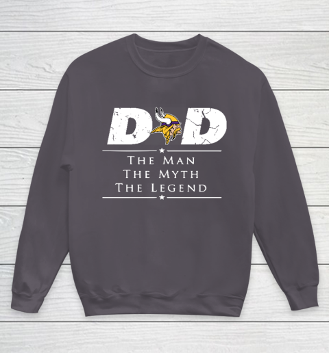 Minnesota Vikings NFL Football Dad The Man The Myth The Legend Youth Sweatshirt - Image 6