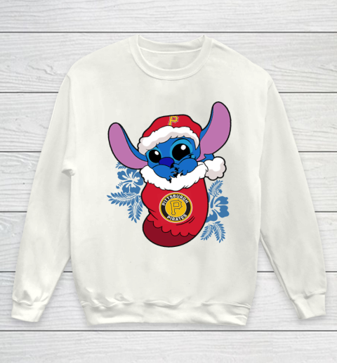 Pittsburgh Pirates Christmas Stitch In The Sock Funny Disney MLB Youth Sweatshirt 2