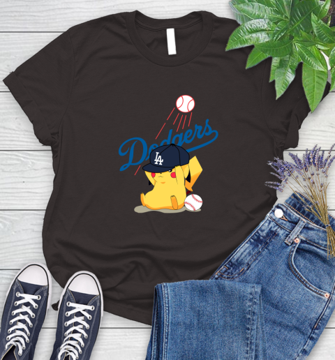 MLB Pikachu Baseball Sports Los Angeles Dodgers Women's T-Shirt 8