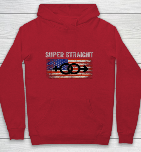 Vintage Us Flag Gender Identity Super Straight Identity Youth Hoodie 7