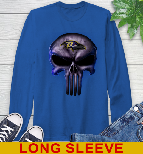 Baltimore Ravens NFL Football Punisher Skull Sports Long Sleeve T-Shirt 11