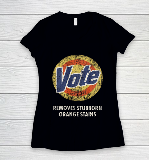Anti Trump Vote Detergent Funny Vintage Women's V-Neck T-Shirt