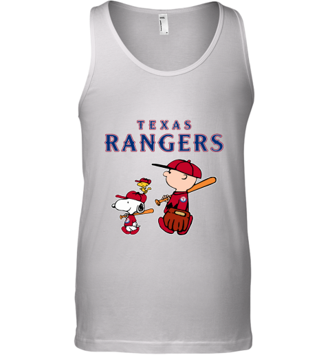 Texas Rangers Let's Play Baseball Together Snoopy MLB Tank Top