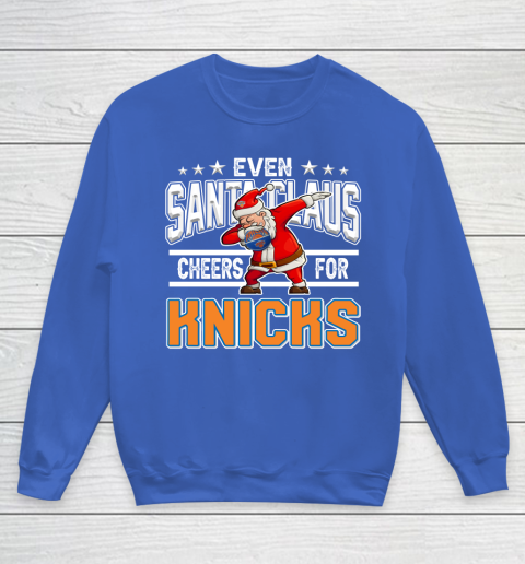 New York Knicks Even Santa Claus Cheers For Christmas NBA Youth Sweatshirt 6