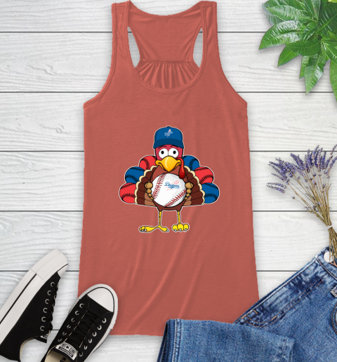 Los Angeles Dodgers Turkey thanksgiving Racerback Tank - Image 5