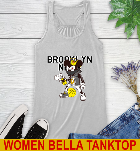 Brooklyn Nets NBA Basketball Mickey Peace Sign Sports Racerback Tank