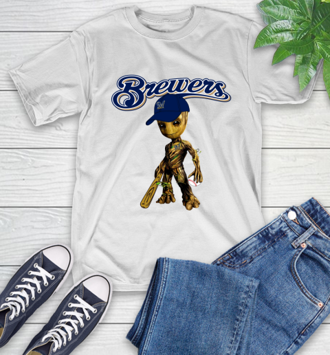 MLB Milwaukee Brewers Groot Guardians Of The Galaxy Baseball T-Shirt