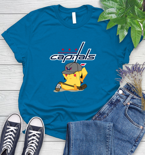 NHL Pikachu Hockey Sports Washington Capitals Women's T-Shirt 7