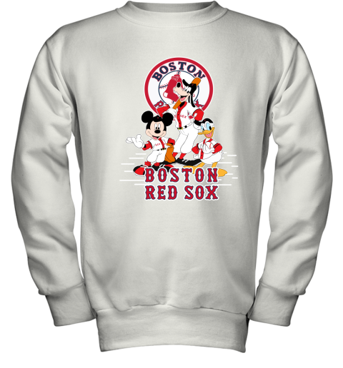 Boston Red Sox Mickey Donald And Goofy Baseball Youth Sweatshirt